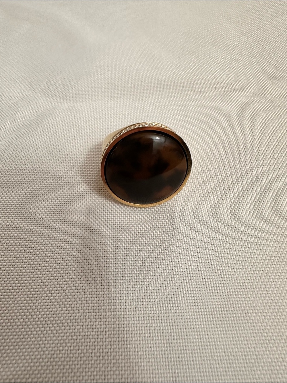 Michael Kors Gold-Tone Ring with Tortoiseshell Resin Center